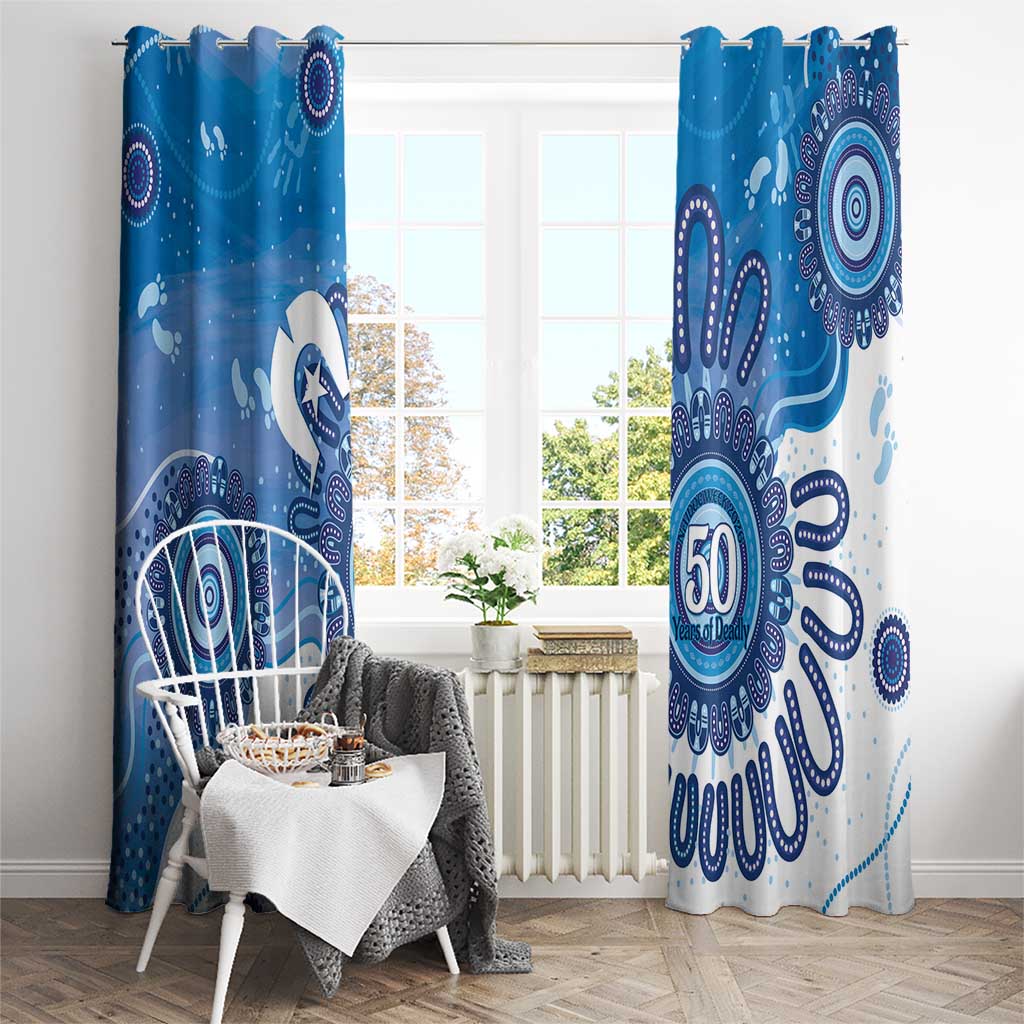 NAIDOC Week 2026 Window Curtain 50 Years Deadly Dhari Blue Aboriginal Art