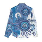 NAIDOC Week 2026 Women Casual Shirt 50 Years Deadly Dhari Blue Aboriginal Art