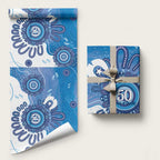 NAIDOC Week 2026 Wrapping Paper 50 Years Deadly Dhari Blue Aboriginal Art