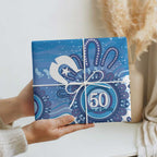 NAIDOC Week 2026 Wrapping Paper 50 Years Deadly Dhari Blue Aboriginal Art