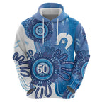 NAIDOC Week 2026 Zip Hoodie 50 Years Deadly Dhari Blue Aboriginal Art