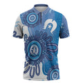 NAIDOC Week 2026 Zipper Polo Shirt 50 Years Deadly Dhari Blue Aboriginal Art