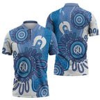 NAIDOC Week 2026 Zipper Polo Shirt 50 Years Deadly Dhari Blue Aboriginal Art