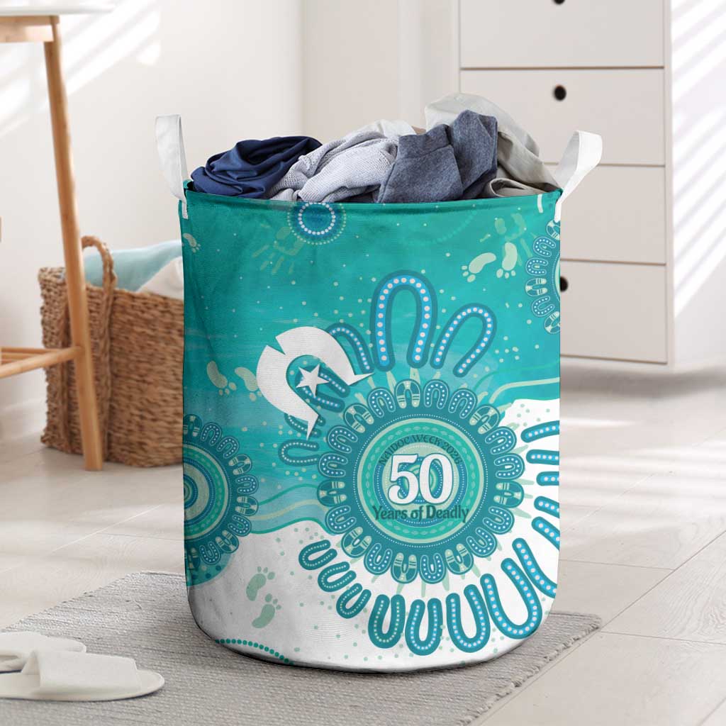NAIDOC Week 2026 Laundry Basket 50 Years Deadly Dhari Cyan Aboriginal Art