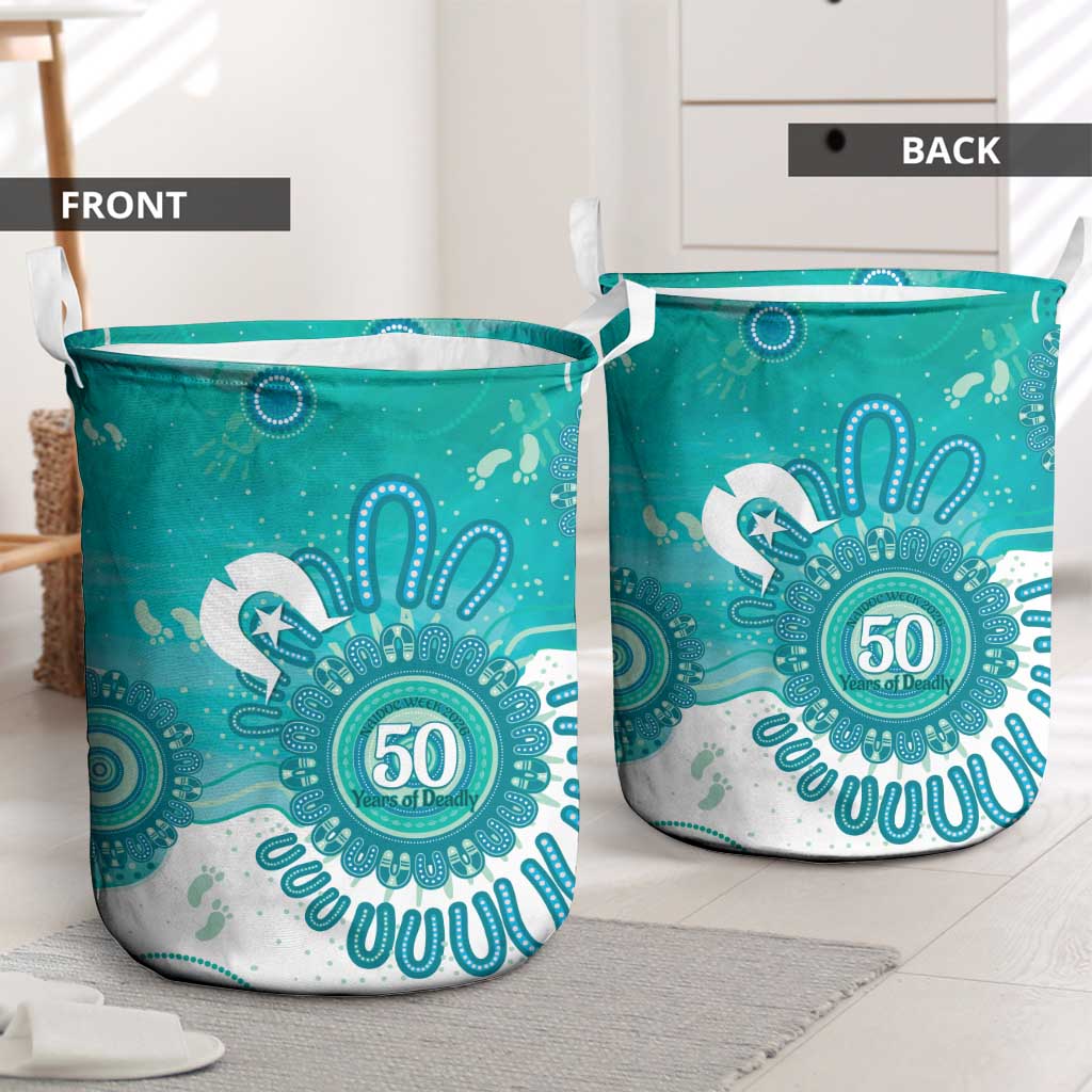 NAIDOC Week 2026 Laundry Basket 50 Years Deadly Dhari Cyan Aboriginal Art