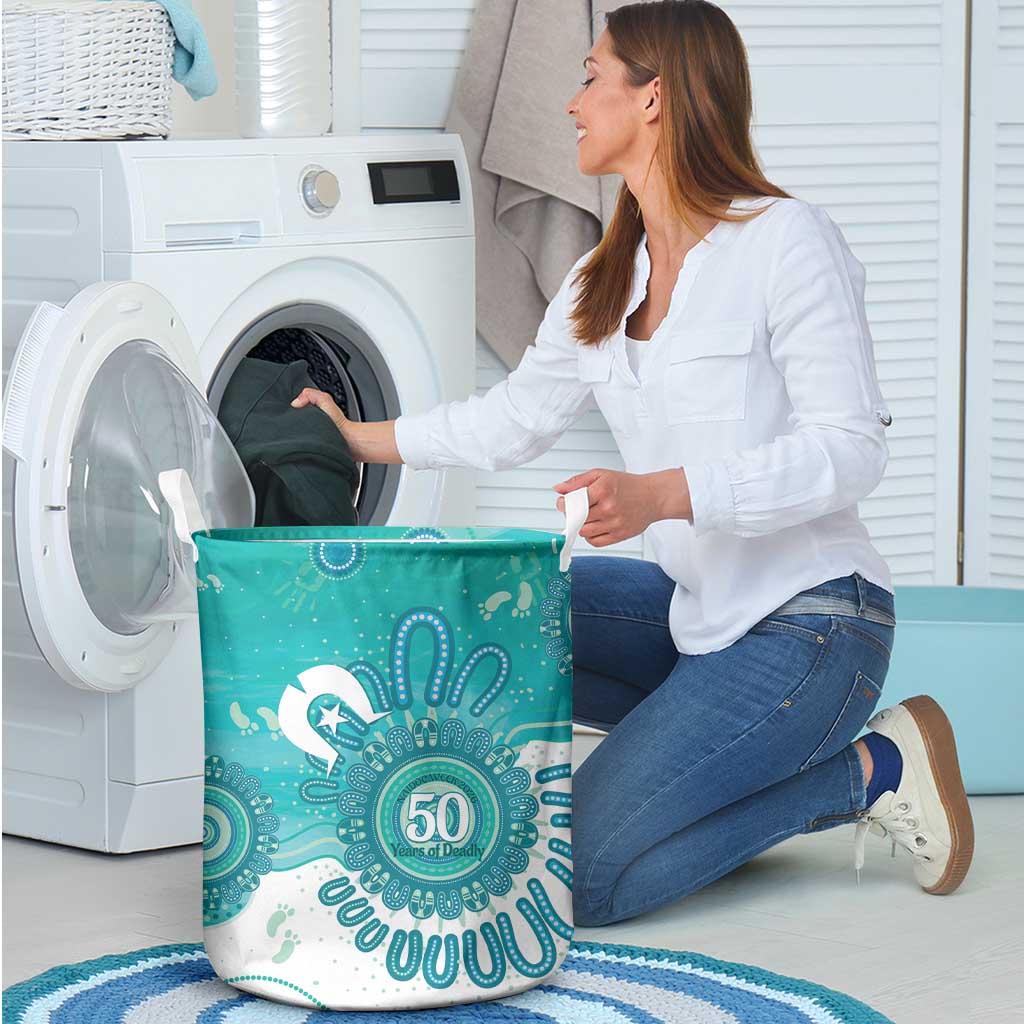 NAIDOC Week 2026 Laundry Basket 50 Years Deadly Dhari Cyan Aboriginal Art
