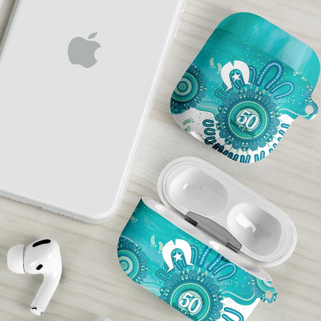 NAIDOC Week 2026 AirPods Case 50 Years Deadly Dhari Cyan Aboriginal Art