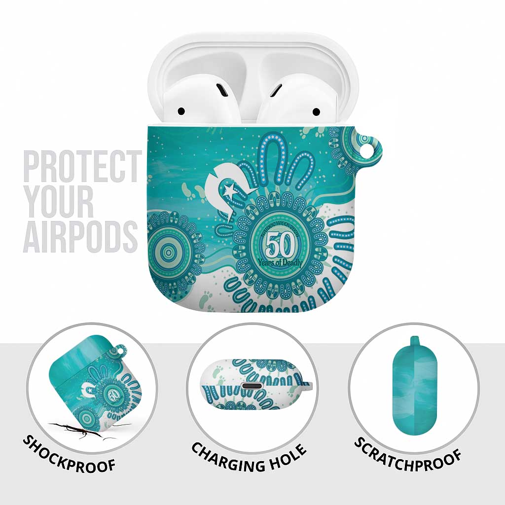 NAIDOC Week 2026 AirPods Case 50 Years Deadly Dhari Cyan Aboriginal Art