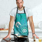 NAIDOC Week 2026 Apron 50 Years Deadly Dhari Cyan Aboriginal Art