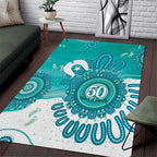 NAIDOC Week 2026 Area Rug 50 Years Deadly Dhari Cyan Aboriginal Art