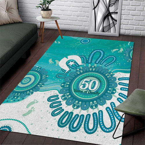 NAIDOC Week 2026 Area Rug 50 Years Deadly Dhari Cyan Aboriginal Art