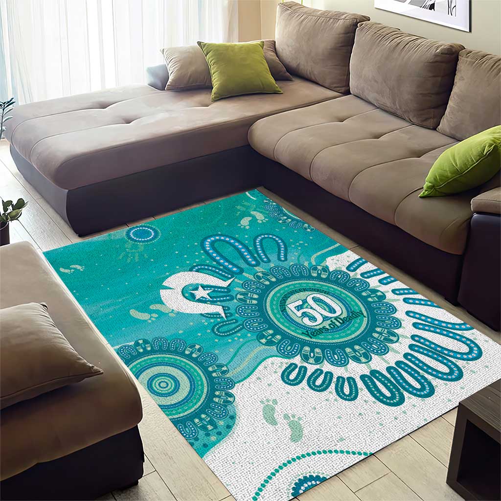 NAIDOC Week 2026 Area Rug 50 Years Deadly Dhari Cyan Aboriginal Art