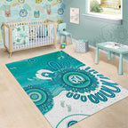 NAIDOC Week 2026 Area Rug 50 Years Deadly Dhari Cyan Aboriginal Art
