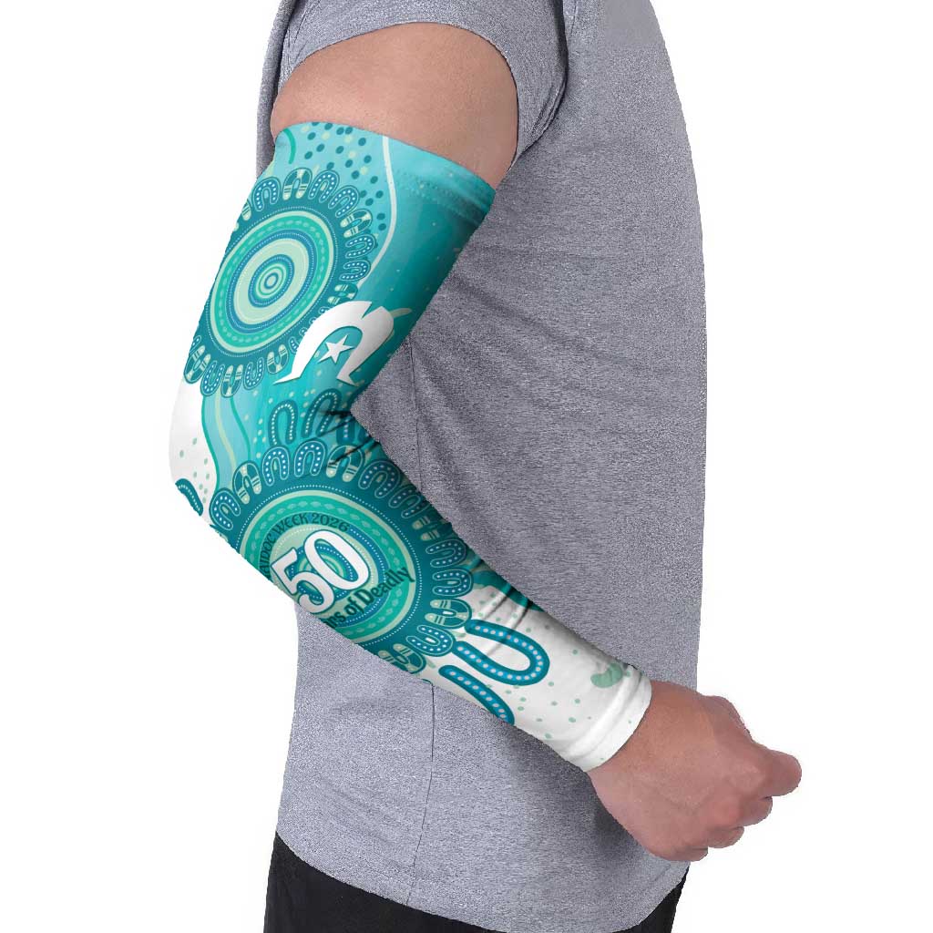 NAIDOC Week 2026 Arm Sleeves 50 Years Deadly Dhari Cyan Aboriginal Art