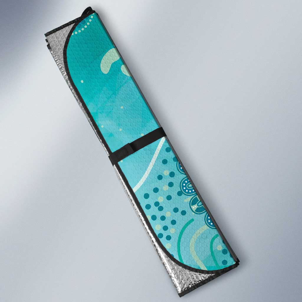 NAIDOC Week 2026 Auto Sun Shade 50 Years Deadly Dhari Cyan Aboriginal Art