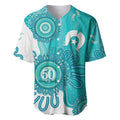 NAIDOC Week 2026 Baseball Jersey 50 Years Deadly Dhari Cyan Aboriginal Art