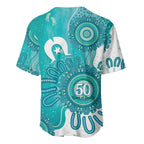 NAIDOC Week 2026 Baseball Jersey 50 Years Deadly Dhari Cyan Aboriginal Art