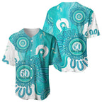 NAIDOC Week 2026 Baseball Jersey 50 Years Deadly Dhari Cyan Aboriginal Art