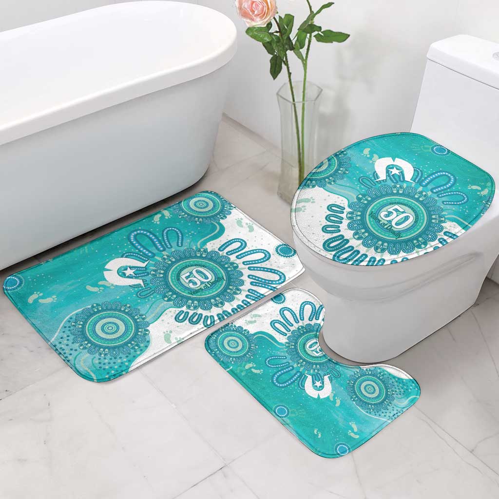 NAIDOC Week 2026 Bathroom Set 50 Years Deadly Dhari Cyan Aboriginal Art