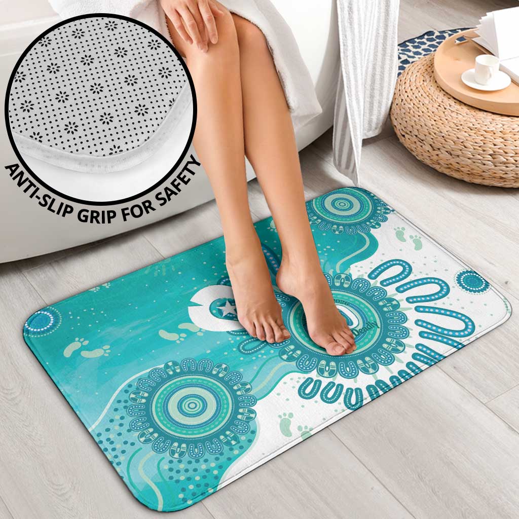 NAIDOC Week 2026 Bathroom Set 50 Years Deadly Dhari Cyan Aboriginal Art