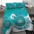 NAIDOC Week 2026 Bedding Set 50 Years Deadly Dhari Cyan Aboriginal Art