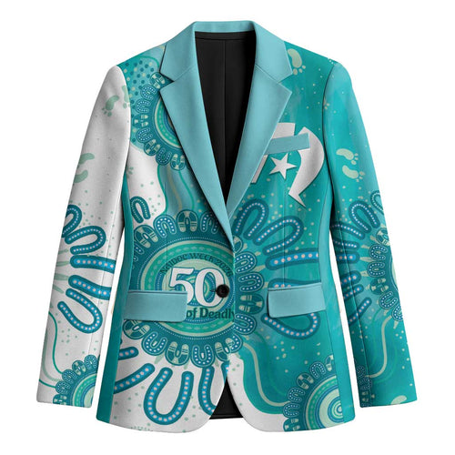 NAIDOC Week 2026 Blazer 50 Years Deadly Dhari Cyan Aboriginal Art