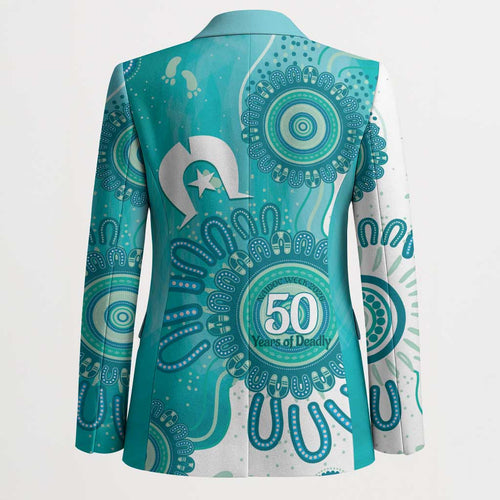 NAIDOC Week 2026 Blazer 50 Years Deadly Dhari Cyan Aboriginal Art