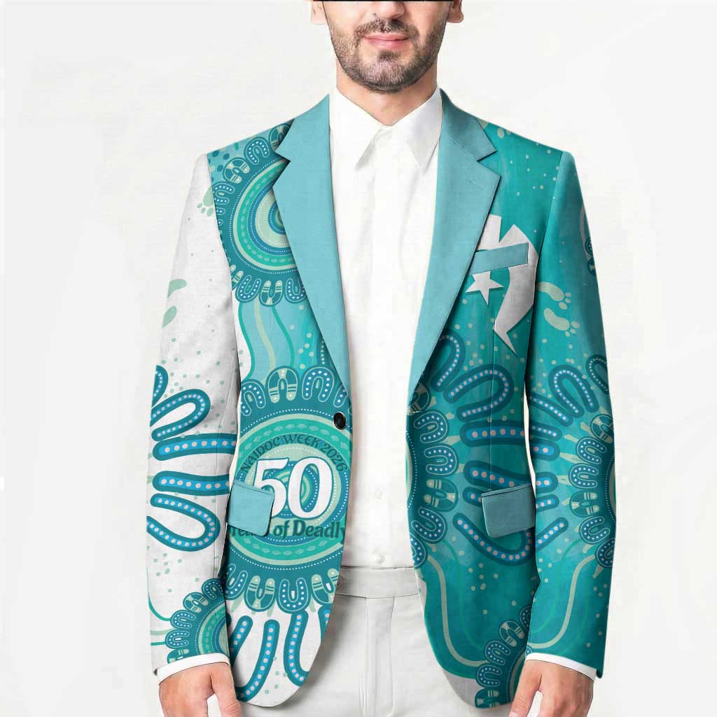 NAIDOC Week 2026 Blazer 50 Years Deadly Dhari Cyan Aboriginal Art