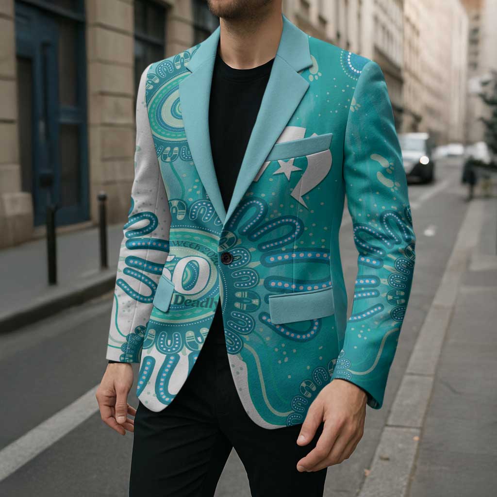 NAIDOC Week 2026 Blazer 50 Years Deadly Dhari Cyan Aboriginal Art