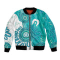 NAIDOC Week 2026 Bomber Jacket 50 Years Deadly Dhari Cyan Aboriginal Art