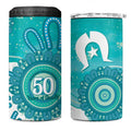 NAIDOC Week 2026 4 in 1 Can Cooler Tumbler 50 Years Deadly Dhari Cyan Aboriginal Art