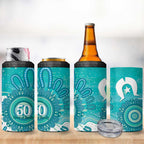 NAIDOC Week 2026 4 in 1 Can Cooler Tumbler 50 Years Deadly Dhari Cyan Aboriginal Art