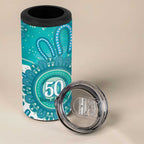 NAIDOC Week 2026 4 in 1 Can Cooler Tumbler 50 Years Deadly Dhari Cyan Aboriginal Art
