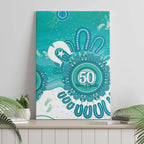 NAIDOC Week 2026 Canvas Wall Art 50 Years Deadly Dhari Cyan Aboriginal Art