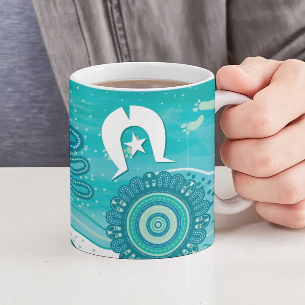 NAIDOC Week 2026 Ceramic Mug 50 Years Deadly Dhari Cyan Aboriginal Art