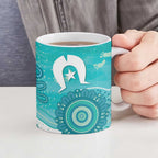 NAIDOC Week 2026 Ceramic Mug 50 Years Deadly Dhari Cyan Aboriginal Art
