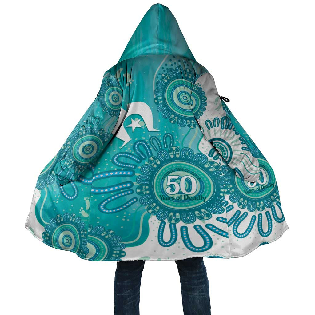 NAIDOC Week 2026 Cloak 50 Years Deadly Dhari Cyan Aboriginal Art