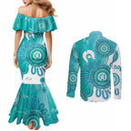NAIDOC Week 2026 Couples Matching Mermaid Dress and Long Sleeve Button Shirt 50 Years Deadly Dhari Cyan Aboriginal Art