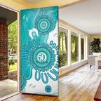 NAIDOC Week 2026 Door Cover 50 Years Deadly Dhari Cyan Aboriginal Art