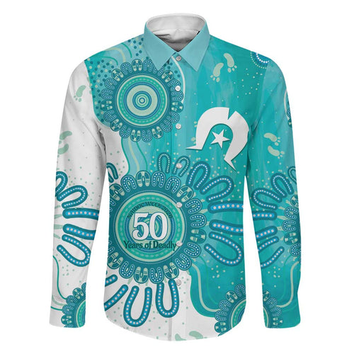 NAIDOC Week 2026 Family Matching Long Sleeve Bodycon Dress and Hawaiian Shirt 50 Years Deadly Dhari Cyan Aboriginal Art
