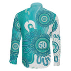NAIDOC Week 2026 Family Matching Summer Maxi Dress and Hawaiian Shirt 50 Years Deadly Dhari Cyan Aboriginal Art