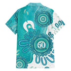 NAIDOC Week 2026 Family Matching Tank Maxi Dress and Hawaiian Shirt 50 Years Deadly Dhari Cyan Aboriginal Art