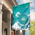 NAIDOC Week 2026 Garden Flag 50 Years Deadly Dhari Cyan Aboriginal Art