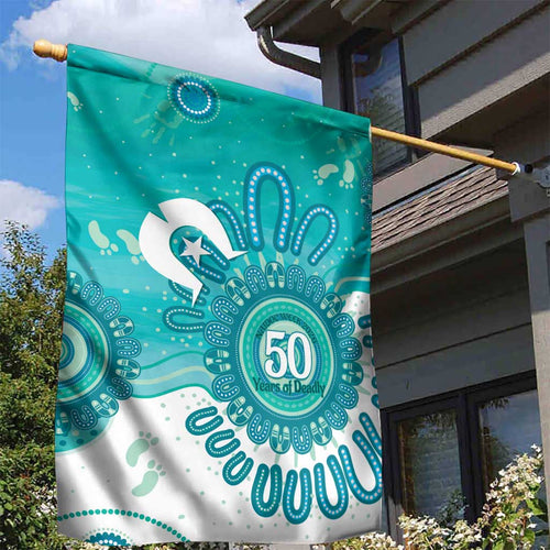 NAIDOC Week 2026 Garden Flag 50 Years Deadly Dhari Cyan Aboriginal Art