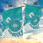 NAIDOC Week 2026 Garden Flag 50 Years Deadly Dhari Cyan Aboriginal Art