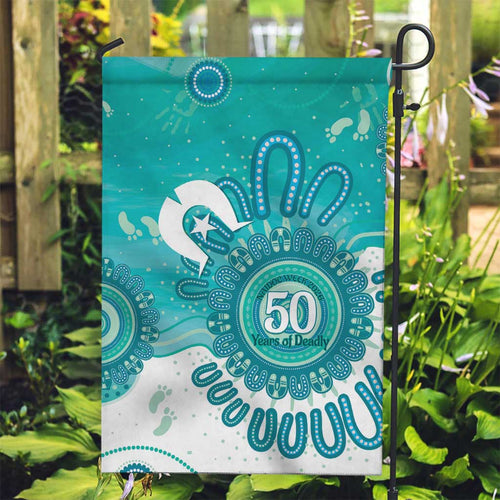 NAIDOC Week 2026 Garden Flag 50 Years Deadly Dhari Cyan Aboriginal Art