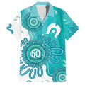 NAIDOC Week 2026 Hawaiian Shirt 50 Years Deadly Dhari Cyan Aboriginal Art