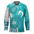 NAIDOC Week 2026 Hockey Jersey 50 Years Deadly Dhari Cyan Aboriginal Art