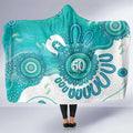NAIDOC Week 2026 Hooded Blanket 50 Years Deadly Dhari Cyan Aboriginal Art