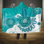 NAIDOC Week 2026 Hooded Blanket 50 Years Deadly Dhari Cyan Aboriginal Art